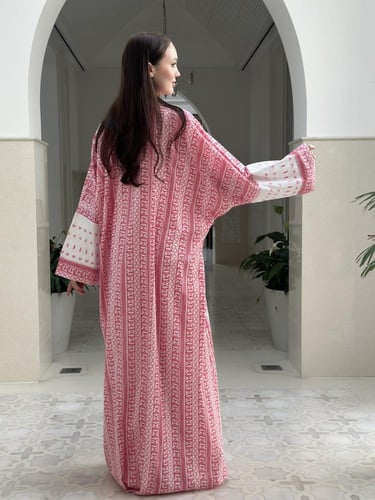 Summer printed cotton abaya