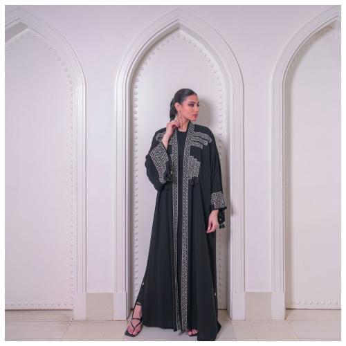 Embroidered silk abaya
