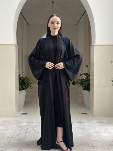 Hand-embroidered silk abaya
