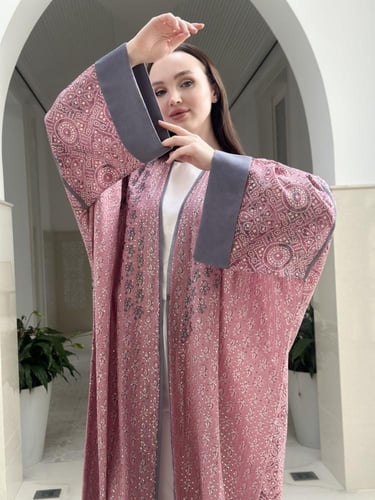 Summer printed cotton abaya