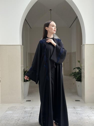 Hand-embroidered silk abaya