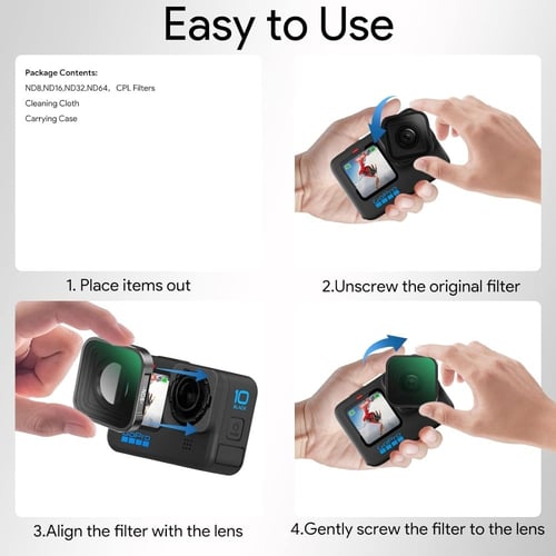 فلاتر للجوبرو 6 حبات | Gopro ND Filter 6 Pieces
