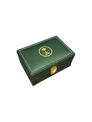 شنطة جلد مربعة زيتية - سيفين ونخلة (١ ربع تولة)