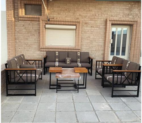 Black outdoor iron seating set
