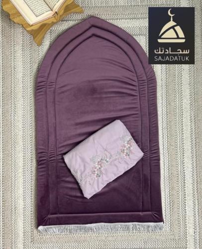 سجادة صلاة مبطنة اسفنج قطيفة ناعم مريح للقدمين مع...