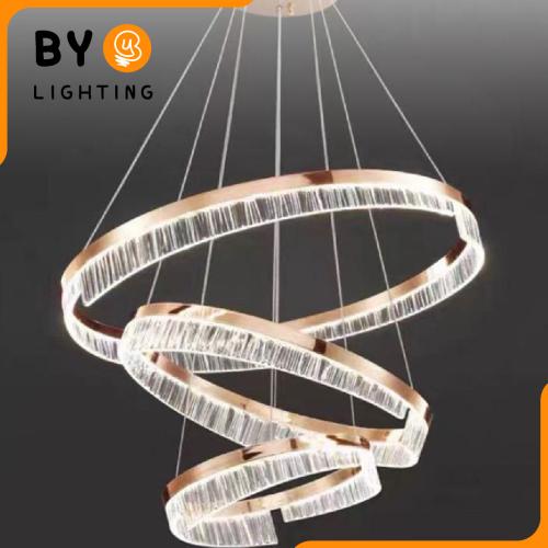 إنارة ثريا معلقة حلقات ذهبي بتصميم عصري ٨٠سم مع ٦٠...