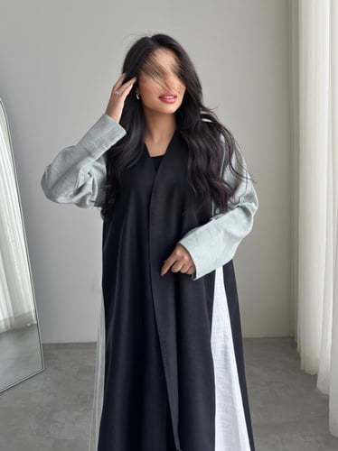 عباية سوداء قماش لينن