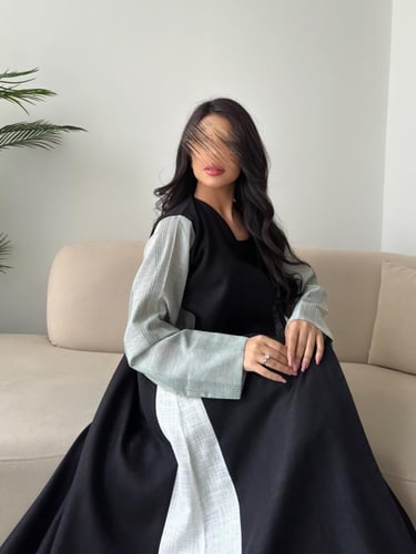 عباية سوداء قماش لينن