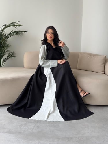 عباية سوداء قماش لينن