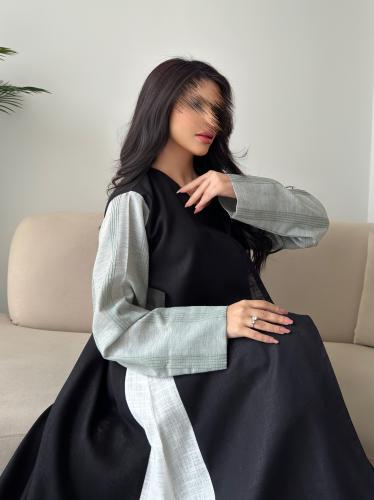 عباية سوداء قماش لينن