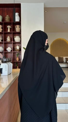 نقاب قطن ربط+طرحة قطن كامل