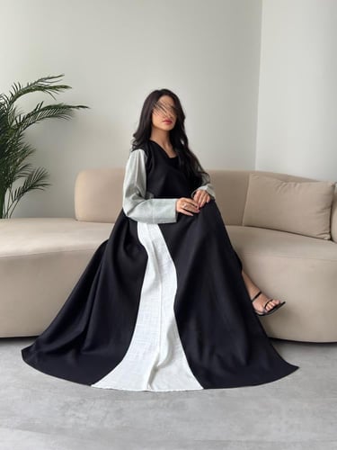 عباية سوداء قماش لينن