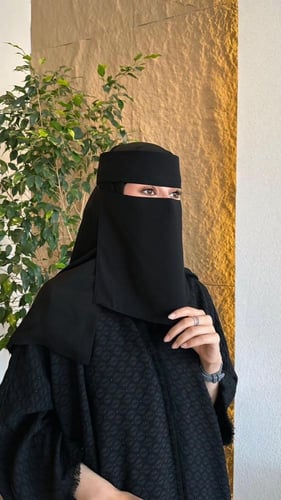 نقاب قطن ربط+طرحة قطن ربع