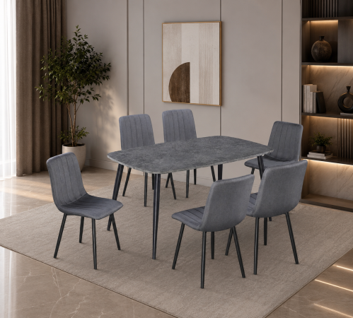 طاولة طعام خشب 6 كرسي M-023 GREY/GREY