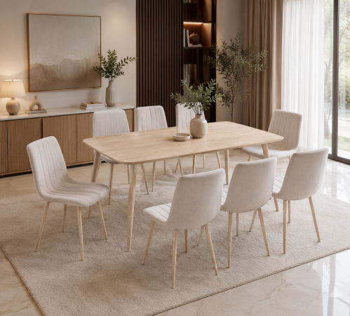 طاولة طعام خشب 8 كرسي M-023 BEIGE