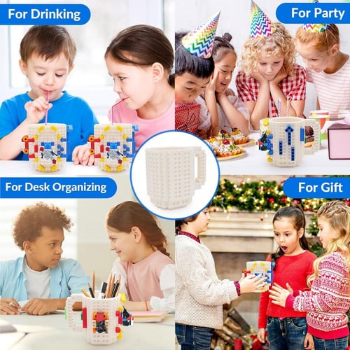 كوب ليجو إبداعي، كوب بناء وتصميم فريد، مناسب للأطف...