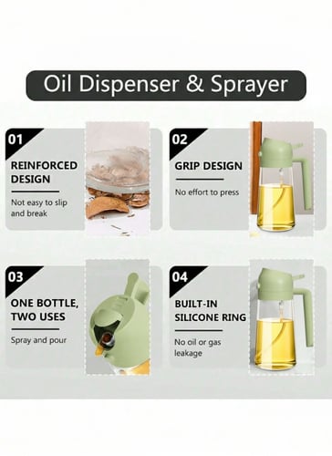 موزع زيت وبخاخ زيت 2 في 1 ، زجاجة موزع زيت لبخاخ ا...