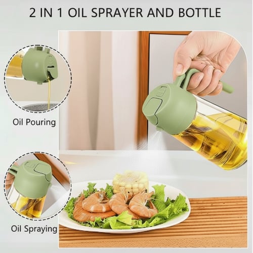 موزع زيت وبخاخ زيت 2 في 1 ، زجاجة موزع زيت لبخاخ ا...