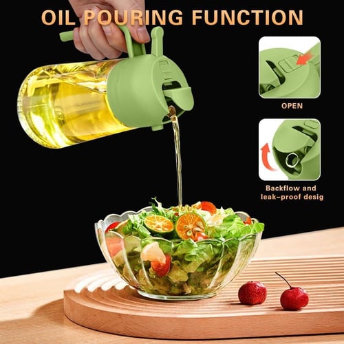 موزع زيت وبخاخ زيت 2 في 1 ، زجاجة موزع زيت لبخاخ ا...