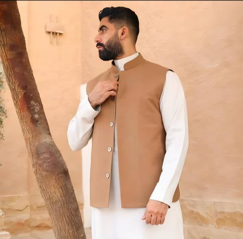 Light Camel Buttoned Vest - سديري جملي فاتح بأزرار