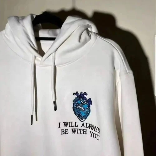 I WILL BE WITH YOU Blue Heart Pullover Hoodie - بل...