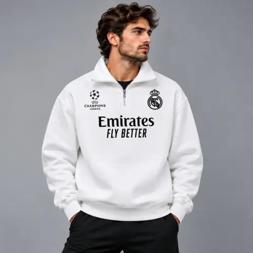 سويتر ريال مدريد الابيض الشتوي