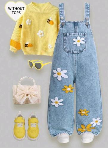 ChillGRL جمبسوت جينز كاجوال ناعمة مريحة مزينة بطبا...