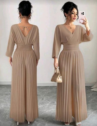 Selianne جمبسوت نسائية أنيقة ذات لون أحادي، رقبة V...