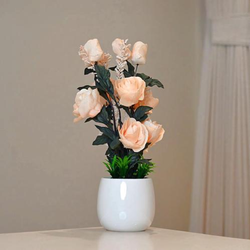 مزهرية ورود صناعية بلون البيج ملكي – ارتفاع45 سم