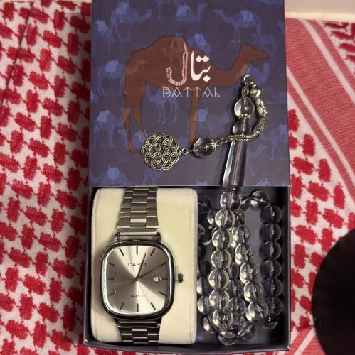 Casio classic silver watch + free prayer bead gift