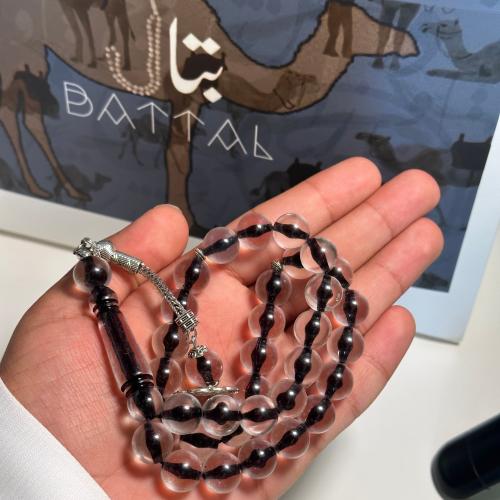 Black transparent plastic prayer beads