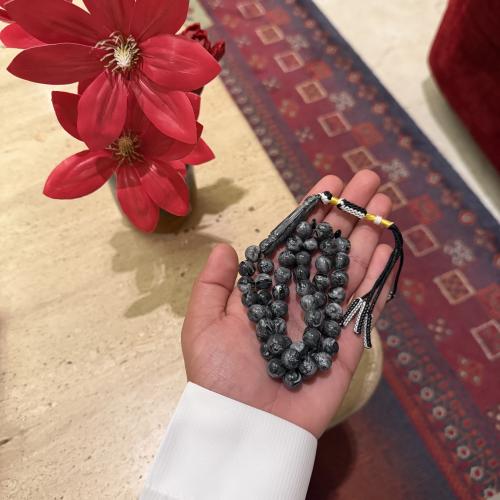Belgian crystal rosary - dark gray