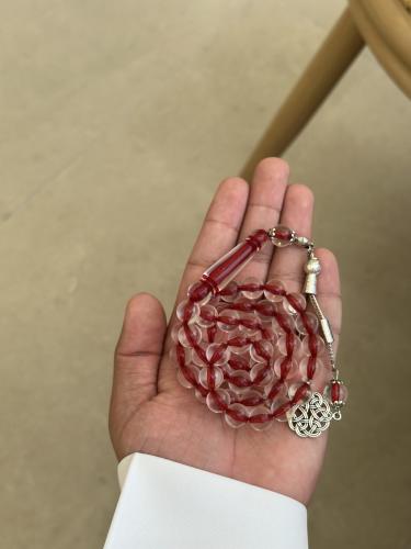 Rosary with crystal - red transparent