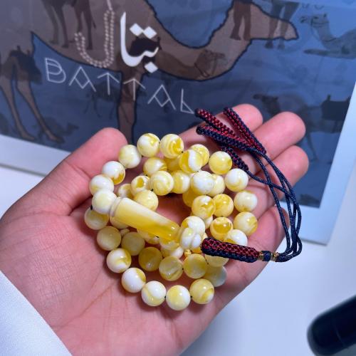 Amber-colored clay prayer beads - Batal rosary