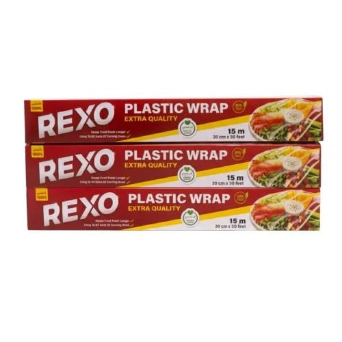 Plastic wrapping roll 3 packs economical transparent 30 cm × 15 m