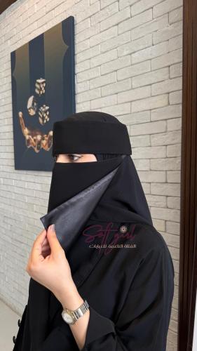 نقاب وسط مايل حرير اسلامي(مشبك)