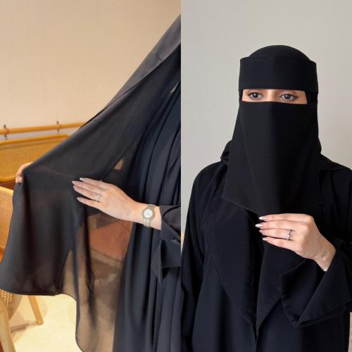 نقاب حرير+ طرحه قطن