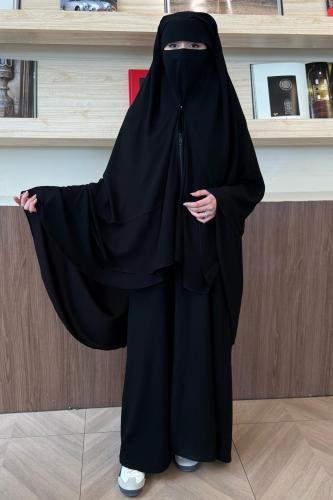 خمار اسلامي طبقتين مع نقاب