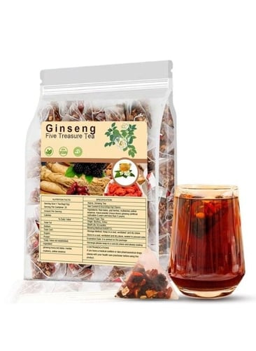 Ginseng tea with the five treasures to support ene...