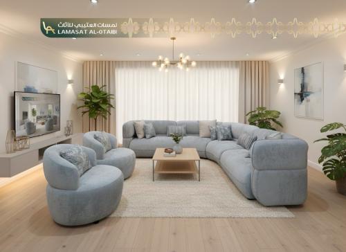 طقم كنب مدور حرف L