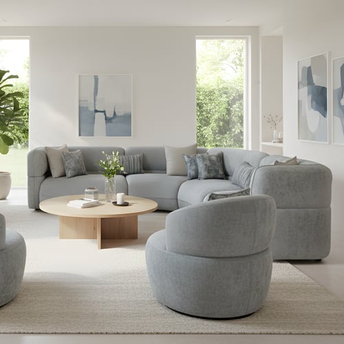 طقم كنب مدور حرف L