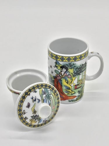 كوب شاي بسعة 330 ملل مكون من 3 قطع مزخرف