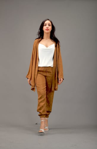 سترة جاكار بليزر جاكيت طويلة وبنطلون