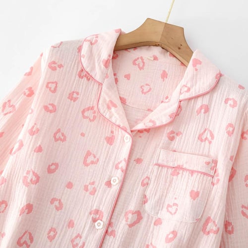 بيجامة قطن وردية