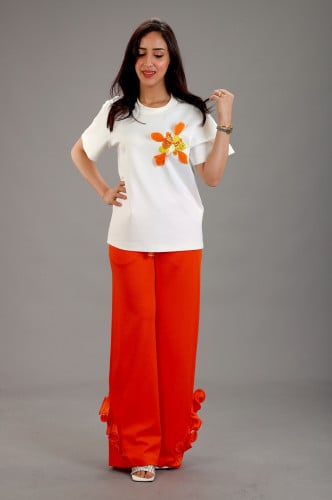 GIZIA ORIGINAL تي شيرت اكرو أساسي ابيض طبعة جانبية...