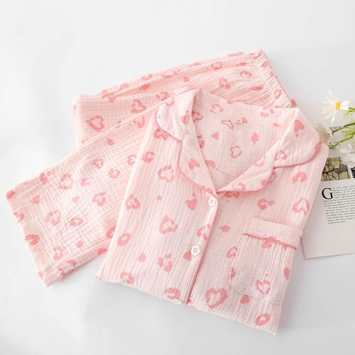 بيجامة قطن وردية