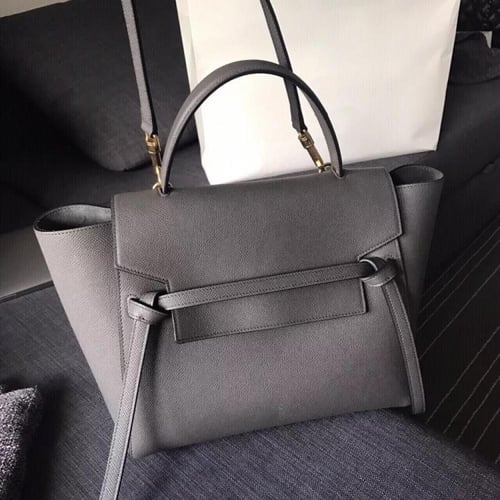 حقيبة جلدية / اللون رمادي غامق