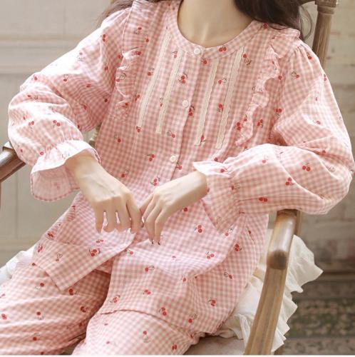 بيجاما كرز قطن 100% خفيفة وناعمة