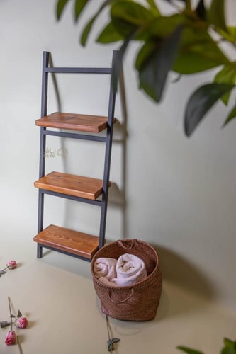 ثلاثة رفوف خشب طبيعي#12