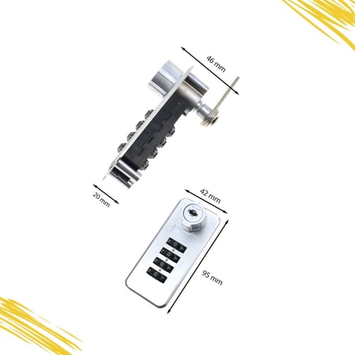 قفل ميكانيكي فضي بأرقام و مفتاح للنوادي (D4)